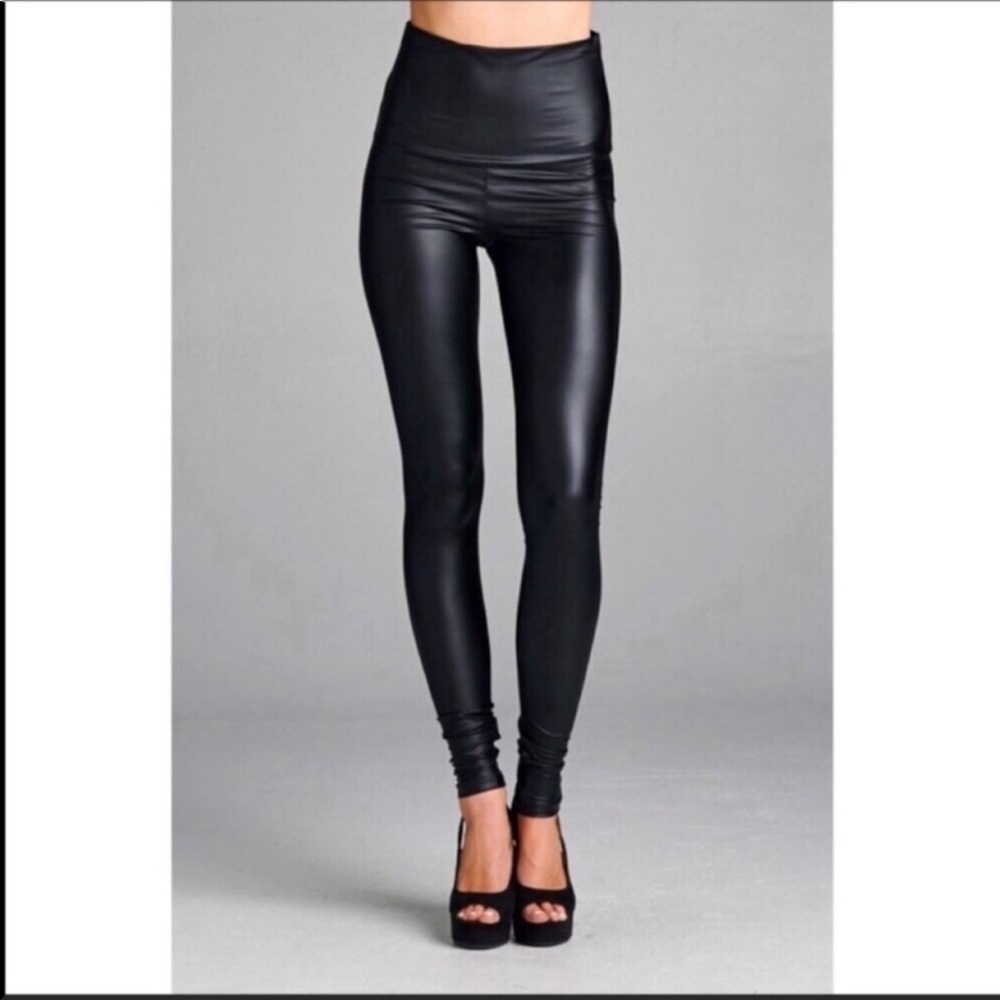 S-XL Avail! High Waisted Vegan Leather Leggings